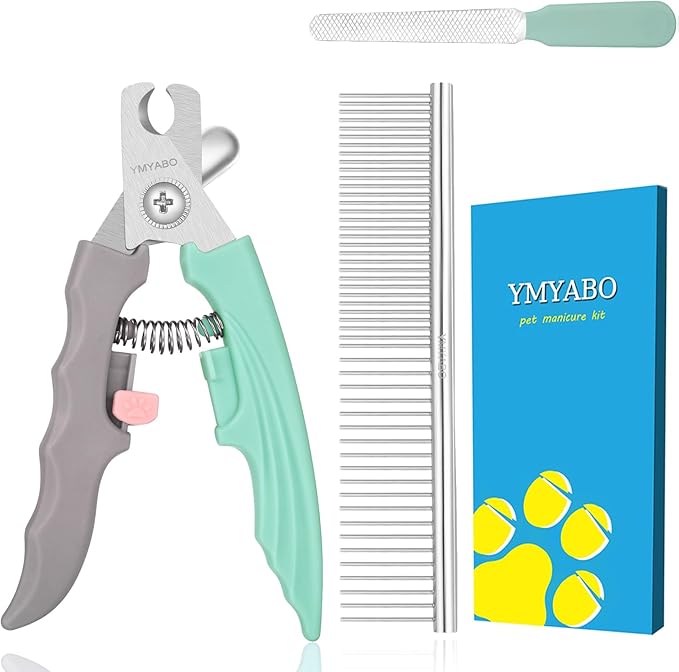 Dog Nail Clipper,Pet Nail Trimmers Safety Guard to Aviod Over Cutting,Puppy Cat Claw Trimmer,with Free Dog Comb & Nail File, Sharp Grooming Clipper, Great for Thick Toenail, Green-PawvioPets