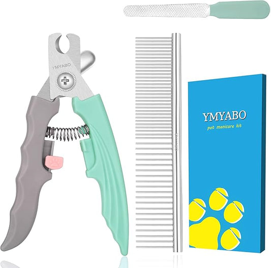 Dog Nail Clipper,Pet Nail Trimmers Safety Guard to Aviod Over Cutting,Puppy Cat Claw Trimmer,with Free Dog Comb & Nail File, Sharp Grooming Clipper, Great for Thick Toenail, Green-PawvioPets