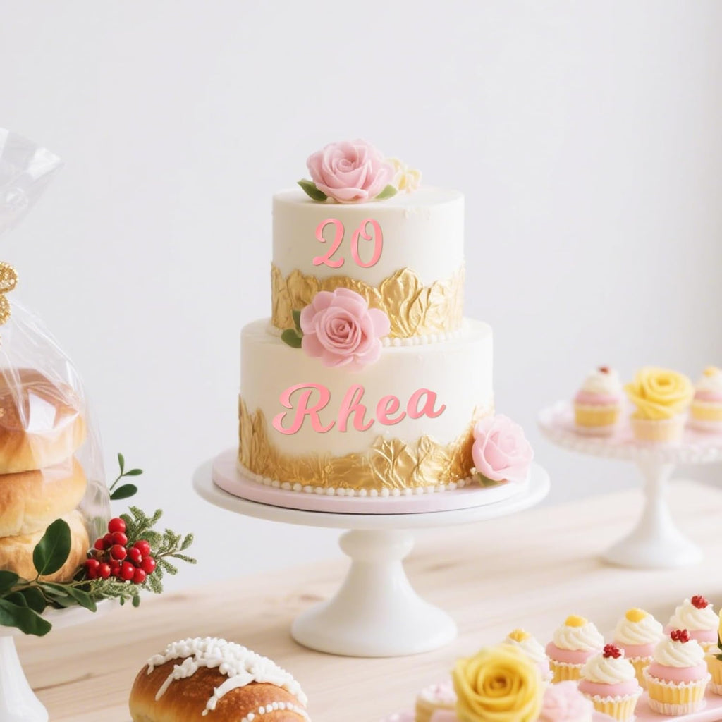 126 PCS Custom Name Cake Topper Acrylic Letters DIY Personalized A-Z & 0-9 Number Alphabet Cake Decoration For Wedding Anniversary Baby Shower Party Birthday Supplies (Rose Gold)