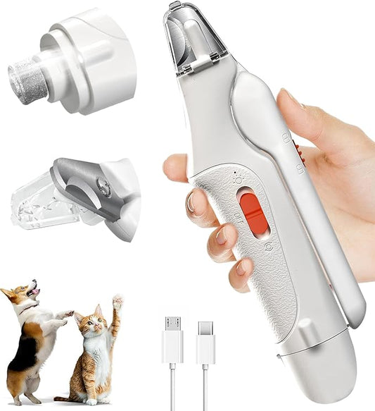 2 in 1 Dog Nail Clippers & Cat Nail Clippers Trimmers for Large Medium Small Dogs Cats Claw Trimmer Quick Sensor and Safety Guard USB Rechargeable Dogs Nail Trimmer with Catcher & 2 LED Lights-PawvioPets