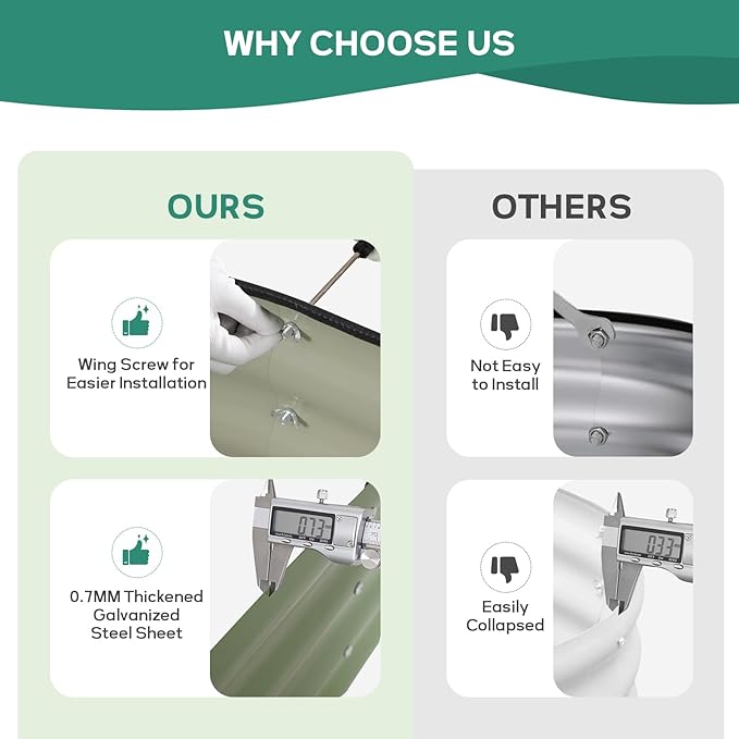 Galvanized Raised Garden Bed Outdoor - 4×2×1ft Planter Raised Beds for Gardening | Oval Metal Garden Planter Box with Safety Edging and Gloves for Vegetables Fruits and Flowers OliveGreen-PawvioPets