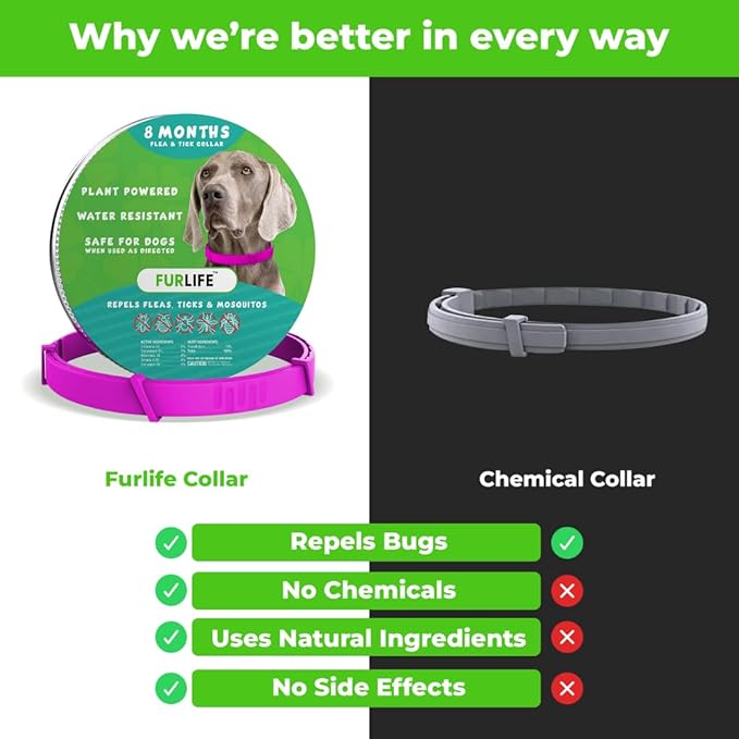 FurLife Flea and Tick Collar for Dogs – Waterproof Pink Dog Collar, Pet Supplies for Tick and Flea Prevention for Dogs, Safe for All Breeds-PawvioPets