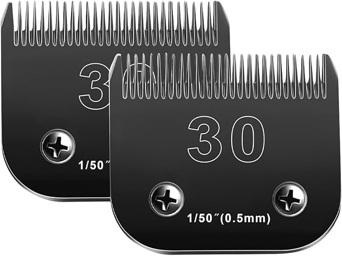 30 Blades Dog Grooming Blades Compatible with Andis/Oster A5/Wahl KM-10 Series Dog Clippers,Detachable Dog Clipper Replacement Blades,Black,(30#/2PCS)-PawvioPets