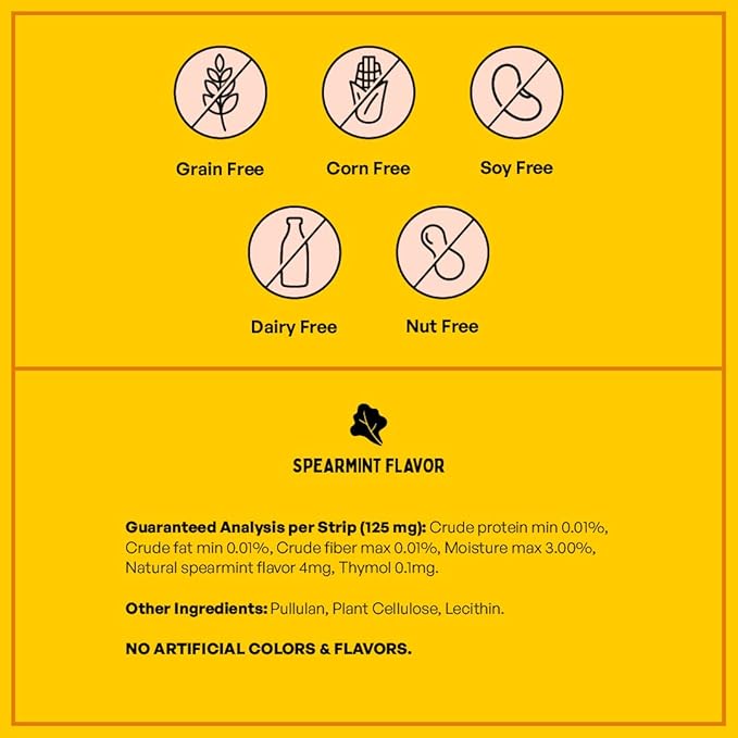 Fresh Breath Oral Strips for Dogs & Cats | Natural Spearmint & Thymol for Easy and Convenient, All-Natural Oral Care (30 Oral Dissolving Strips)-PawvioPets