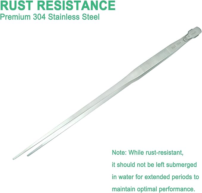 18.9 inch Aquarium Tweezers with Hanger, 2025 New Extra Long Feeding Tongs, Stainless Steel Large Aquascape Tools for Fish Tank, Terrarium，Aquascaping, Reptile Snake (Straight)-PawvioPets