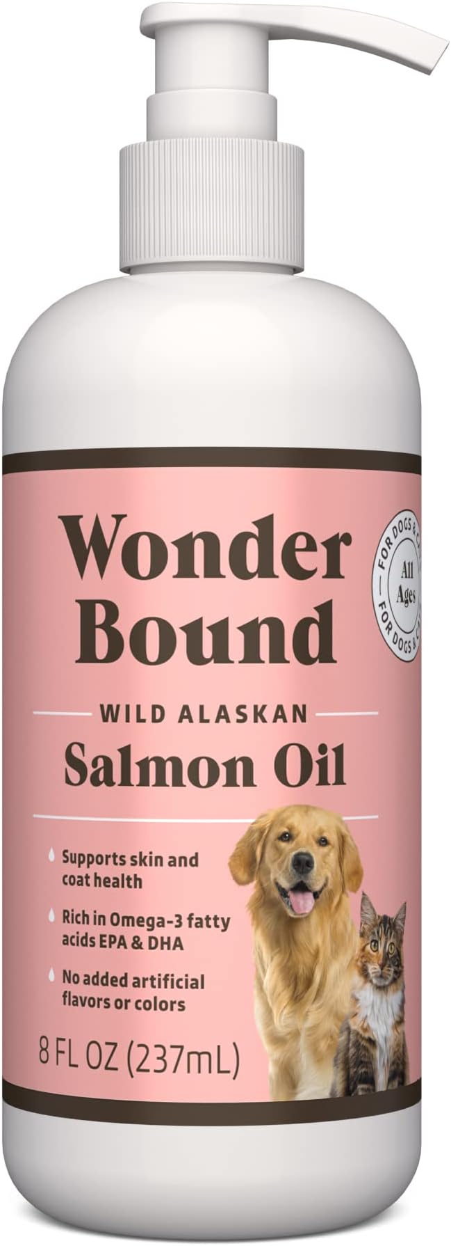 Amazon Brand - Wonder Bound Wild Alaskan Salmon Oil - Skin and Coat Support, Omega 3 Supplement for Dog and Cat , 8 fl oz-PawvioPets
