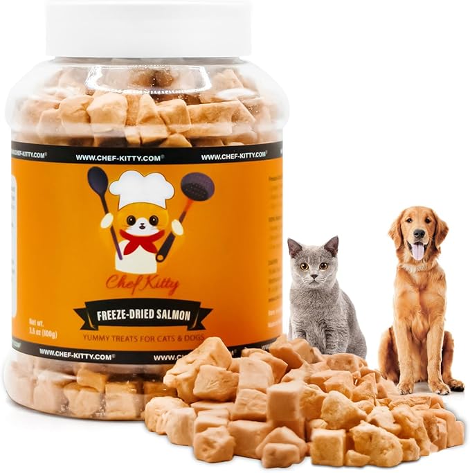Freeze-Dried Salmon Treats for Cats & Dogs – 100% Wild Caught, Single Ingredient, High-Protein, Healthy Snack – No Additives or Preservatives – 5.3oz - Inspected & Tested in USA-PawvioPets
