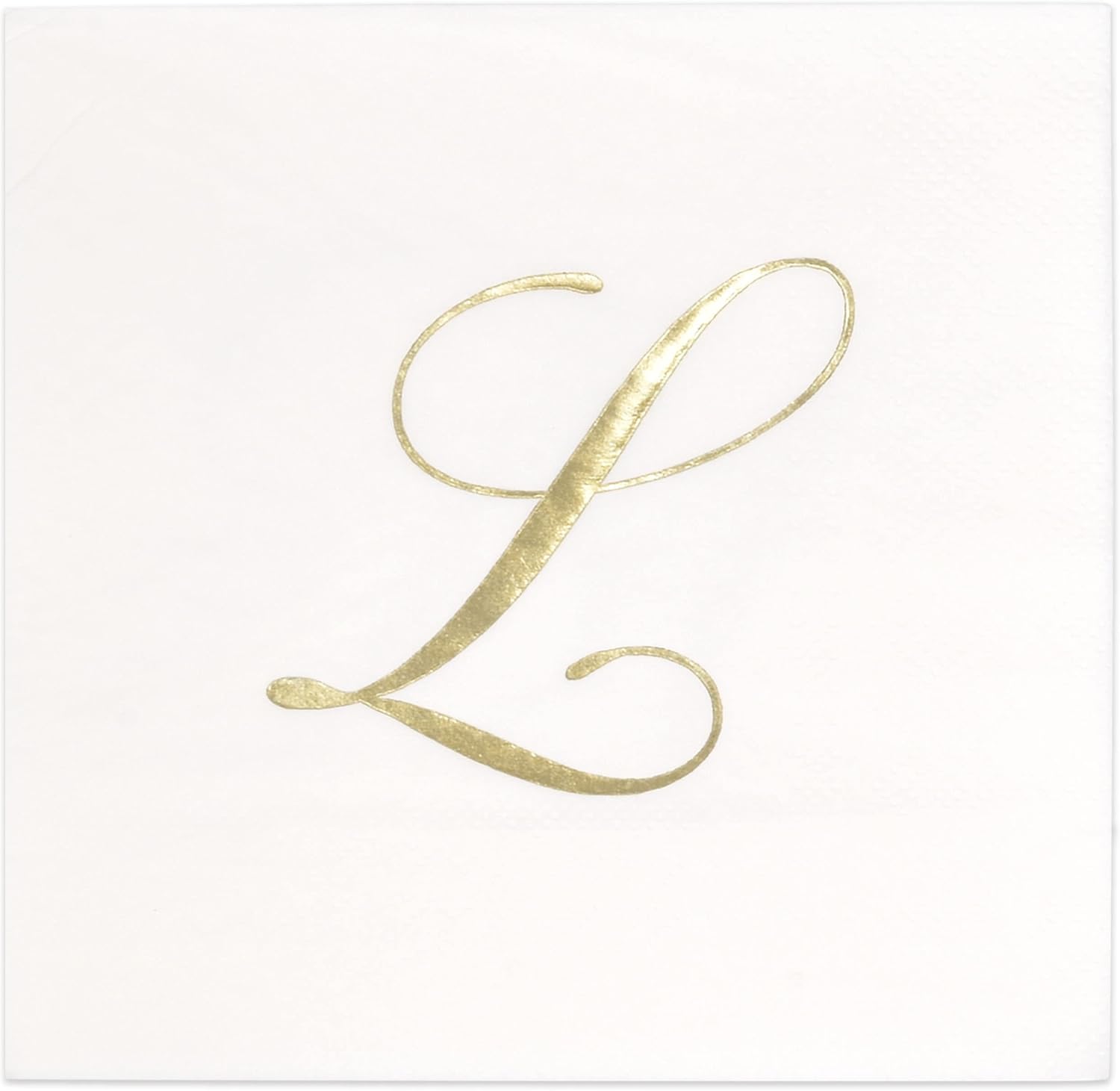 Gift Boutique 100 Gold Monogram Cocktail Napkins Letter L Disposable Paper Pack Elegant Metallic Golden Foil Hand Napkin for Powder Room Wedding Holiday Birthday Party Baby Shower Decorative Towels