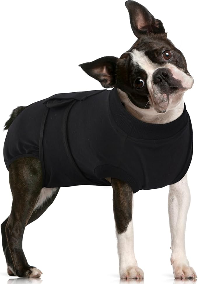 FUAMEY Dog Recovery Suit Male,Dogs Surgery Neuter Suits Puppy Spay Shirts for Female Protect Dog's Skin Anti Licking Abdominal Wounds Doggie Onesie Pet Bodysuit Alternative to Cone Black L-PawvioPets