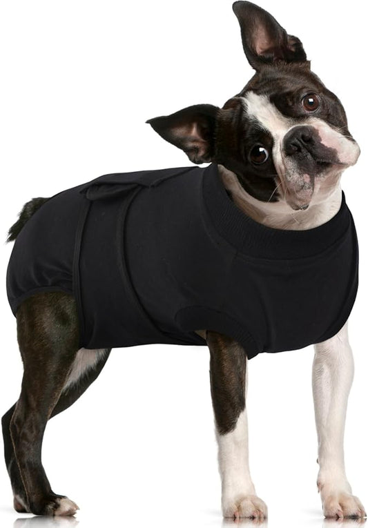 FUAMEY Dog Recovery Suit Male,Dogs Surgery Neuter Suits Puppy Spay Shirts for Female Protect Dog's Skin Anti Licking Abdominal Wounds Doggie Onesie Pet Bodysuit Alternative to Cone Black L-PawvioPets