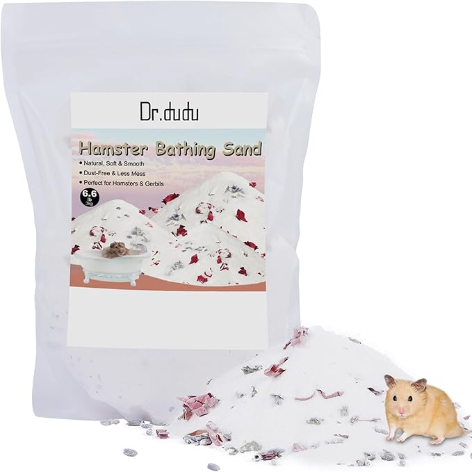 DR.DUDU Hamster Bath Sand, 6.6lb Dust Free Desert Sand or Potty Litter Sand for Hamster Chinchillas Gerbil Syrian Mice Small Animals (White, Flower Smell)-PawvioPets