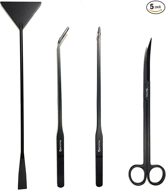 Aquarium Tweezers, Capetsma Stainless Steel Aquarium Plant Tools Long Aquascaping Tools Scissors Spatula Aquatic Plants Tool Set for Freshwater and Saltwater-PawvioPets