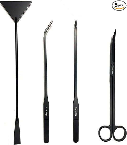 Aquarium Tweezers, Capetsma Stainless Steel Aquarium Plant Tools Long Aquascaping Tools Scissors Spatula Aquatic Plants Tool Set for Freshwater and Saltwater-PawvioPets
