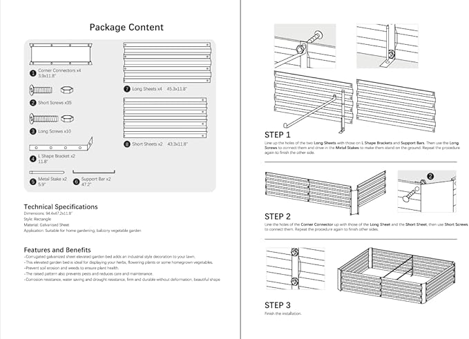 8x4x1ft Metal Raised Garden Bed Kit，Galvanized Garden Bed Box for Vegetables, Flowers, Herbs, and Succulents,240 Gallon Capacity - Green-PawvioPets