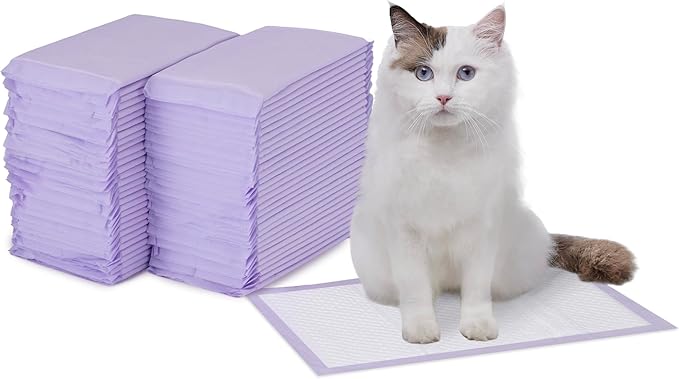 Amazon Basics Cat Pad Refills for Litter Box, Fresh Scent, Pack of 60, White/Purple-PawvioPets
