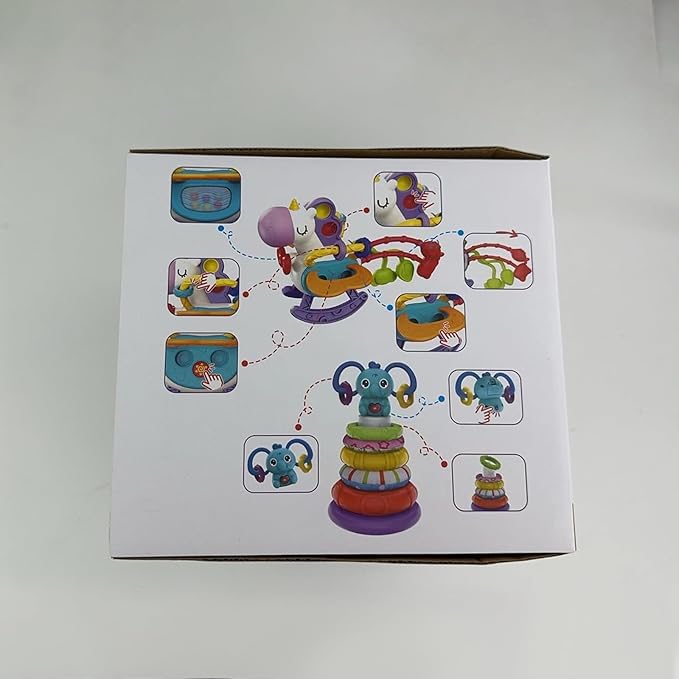 4 in 1 Baby Toys for 6 12 18 Month, Learning Toys for Babies 6-12 Months, Busy Cube, Stacking Sorter, Piano Xylophone Pull String Travel Toy, Birthday Gifts for Toddlers 1 2 Years Old-PawvioPets