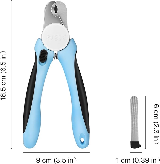 Flexzion Dog Cat Nail Clipper and Trimmer, Pet Toe Claw Scissor Grooming Tool with Stainless Steel Blades File Easy Grip Handle Safety Guard Avoid Overcutting for Small Medium Large Breed Puppy, Blue-PawvioPets