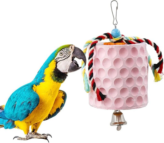 Extra Large Bird Chewing Toy, Parrot Beak Grinding Calcium Stone with Bells, Bird Cage Accessories, Cage Toys for Cockatiel Parakeet Parrot Budgies Rat Hamster Chinchilla Rabbit Bunny African Grey-PawvioPets