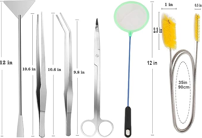 7 in 1 Aquarium Aquascaping Tools Kits,Stainless Steel Aquarium Plant Tools Tweezers Scissors Scrapers for Aquarium Tank Clean Fish Tank Aquascape Tools Sets-PawvioPets