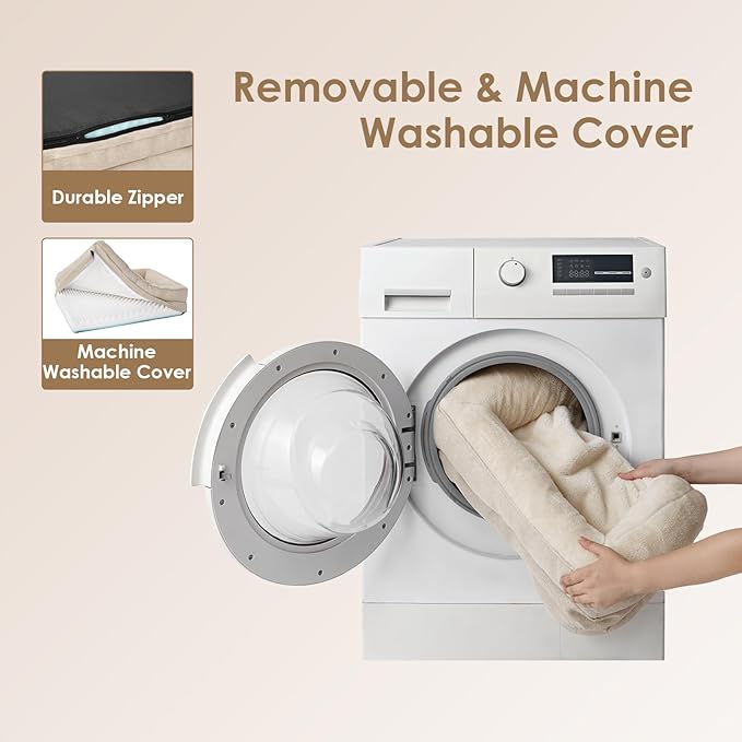 EHEYCIGA Memory Foam Dog Bed for Medium Size, Orthopedic Dog Sofa with Sides and Waterproof Liner, Washable Bolster Pet Bed Couch with Removable Cover, 30x20x6.5 Inch, Beige-PawvioPets