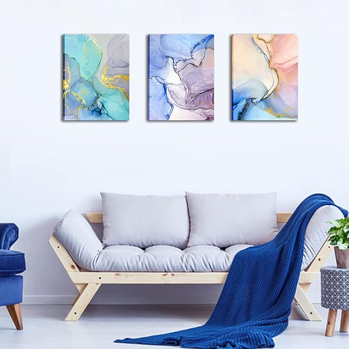 Abstract Wall Decor For Living Room Canvas Wall Art Paintings For Bedroom Colorful Color Abstract Wall Artworks Pictures For Office Kitchen Decoration Bathroom Home Decorations Art 3 Piece 16x24 Inch-PawvioPets