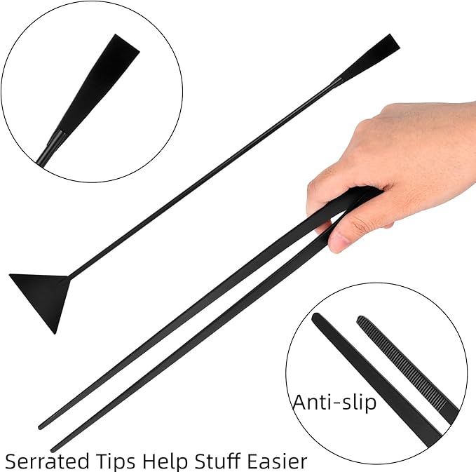 15Inch Extra Long Design Aquarium Aquascaping Tool Stainless Steel Aquascape Tools Kit 4 in 1 Anti-Rust Fish Tank Starter Kit with Long Tweezers Scissors Spatula for Aquarium Plants (Black)-PawvioPets