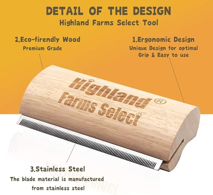 Deshedding Grooming Tool for Dogs, Cats & Horses, Ergonomic Design Wood Groom Brush, Professional Pet Groomer, Painlessly Remove for Short & Long Hair, Fur & Dirt - 5 Inches-PawvioPets