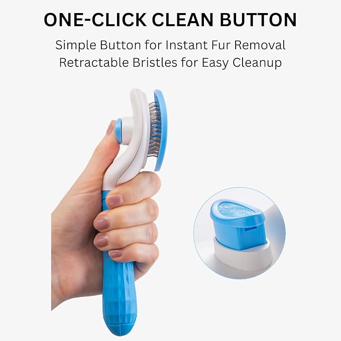 AIXINPET Cat & Dog Self Cleaning Slicker Brush - Easy to Remove Loose Fur, Harmless Deshedding Grooming Tool, Massaging Function - Suitable for Shedding & Furry Pets, like Rabbits and Ferrets-PawvioPets