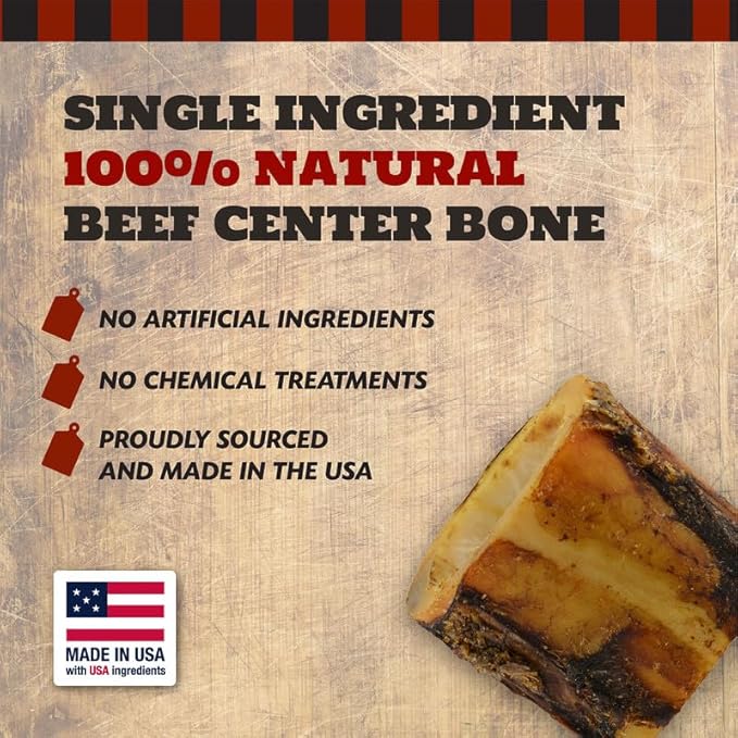 2" Beef Marrow Dog Bones for Aggressive Chewers, Small Breed Dog Treat, Natural, Tough, Chew Toy, Made in The USA, 6 Count-PawvioPets