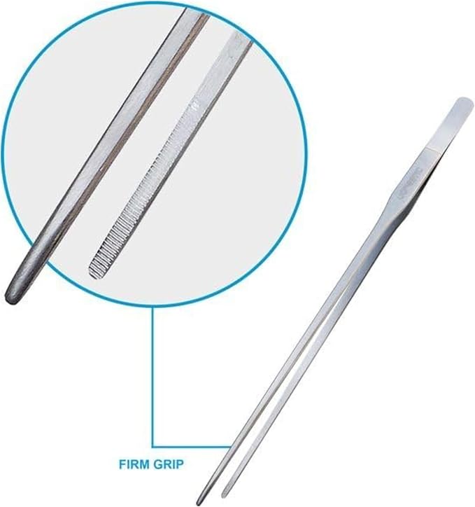2 Pcs 10.6 Inches Heavy Duty Reptile Feeding Tongs, Long Aquarium Tweezers, Straight and Curved Long Tweezers for Aquarium and Terrarium-PawvioPets