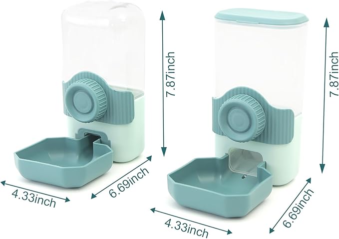 Automatic Gravity Pet Feeder Water Dispenser with Adjustable Hanging Hook - Large Capacity for Small/Medium Animals (Guinea Pigs, Cats, Rabbits, Hedgehogs, Ferrets) (Blue)-PawvioPets