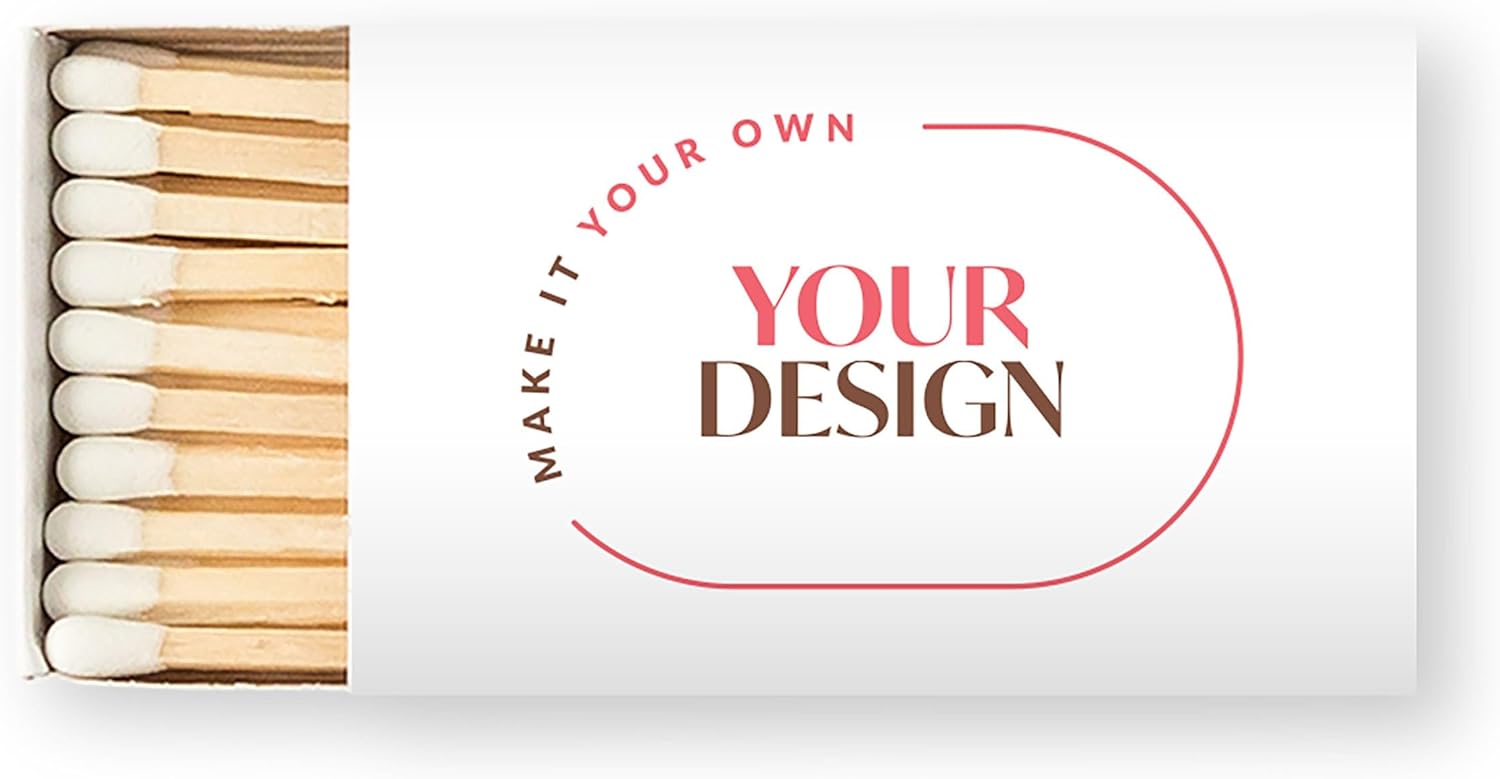 Weddingstar Matchboxes Stickers for Wedding or Event - Upload Your Own Design - Pack of 50 White