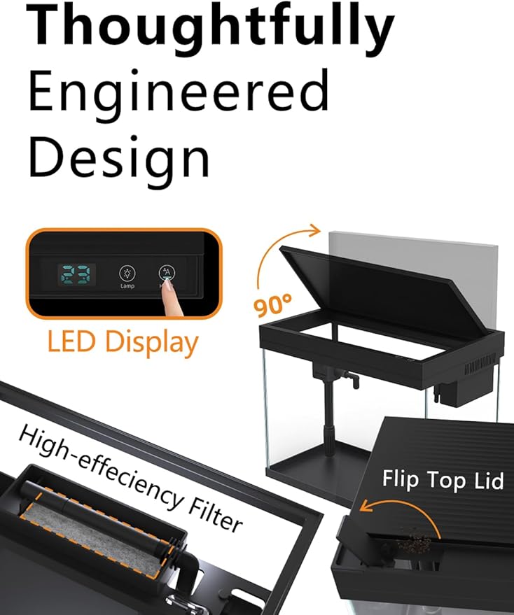 BARKBUDDY Fish Tank 2.5 Gallon Aquarium Kit, Self Cleaning Fish Tank, 7-Color Light 3-in-1 Quiet Pump Betta Fish Tank, Gold Fish Aquarium Starter Kit with Filter for Home, Office Corner-PawvioPets