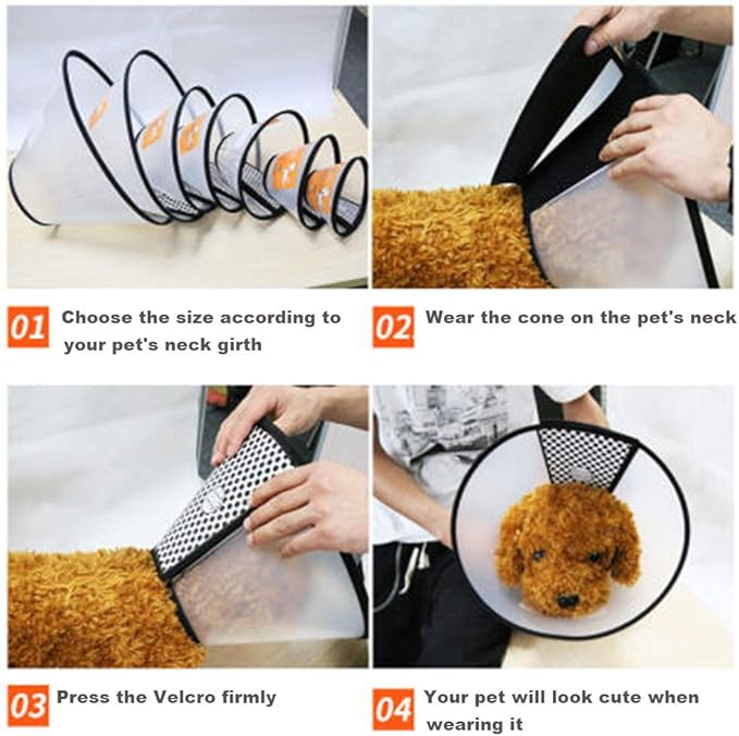 2 Pack Cat Cones to Stop Licking, Cat E Collar Pet Cone for Cats After Surgery, Pet Elizabethan Collar Dog Head Cone Recovery Cone for Most Cats & Small Dogs (Size L, 5#)-PawvioPets