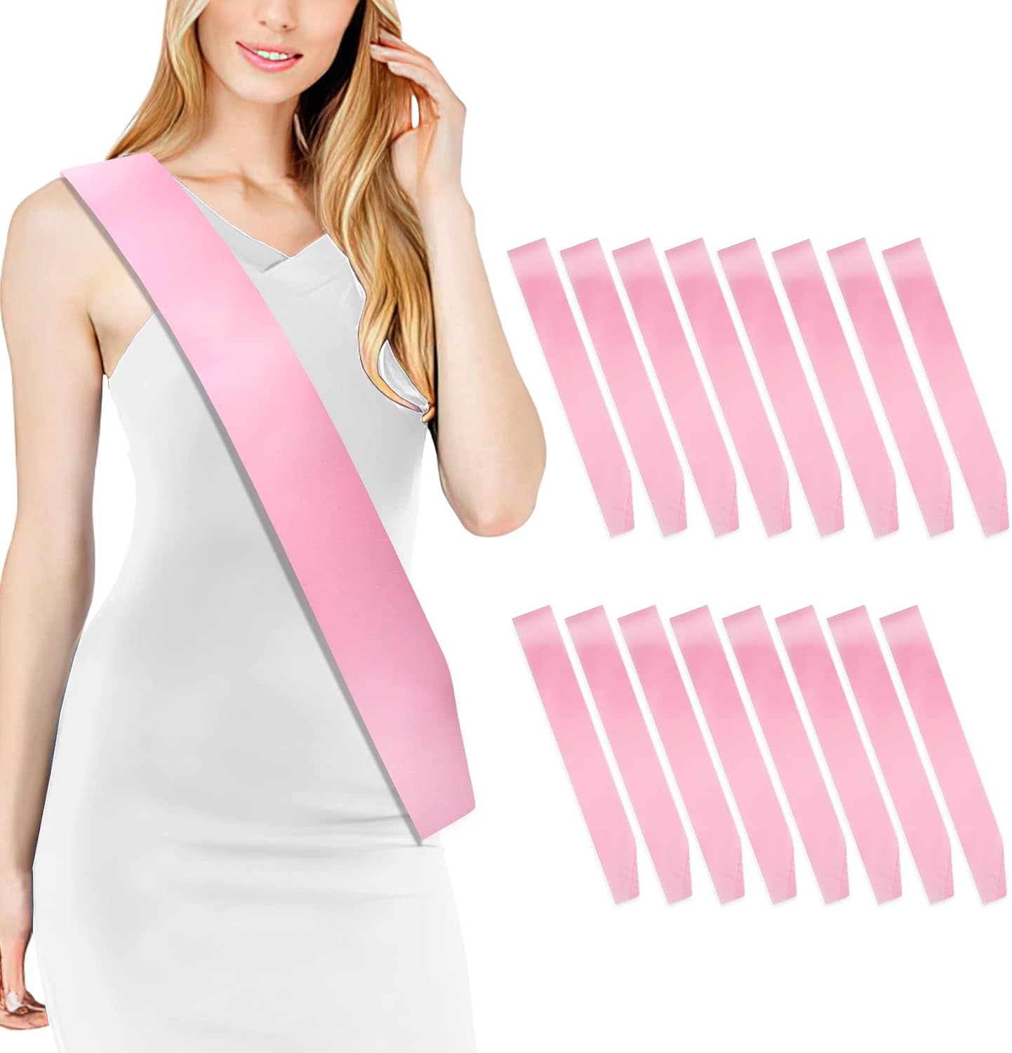 16 Pcs Sash Blank Satin Sash Light Pink Sash Party, Bride To Be Sash, Plain Sash, Diy Sash Sashes For Pageants, Birthday, Party, Graduation, Hen Party, Homecoming, Custom Sashes, Make Your Own Sash