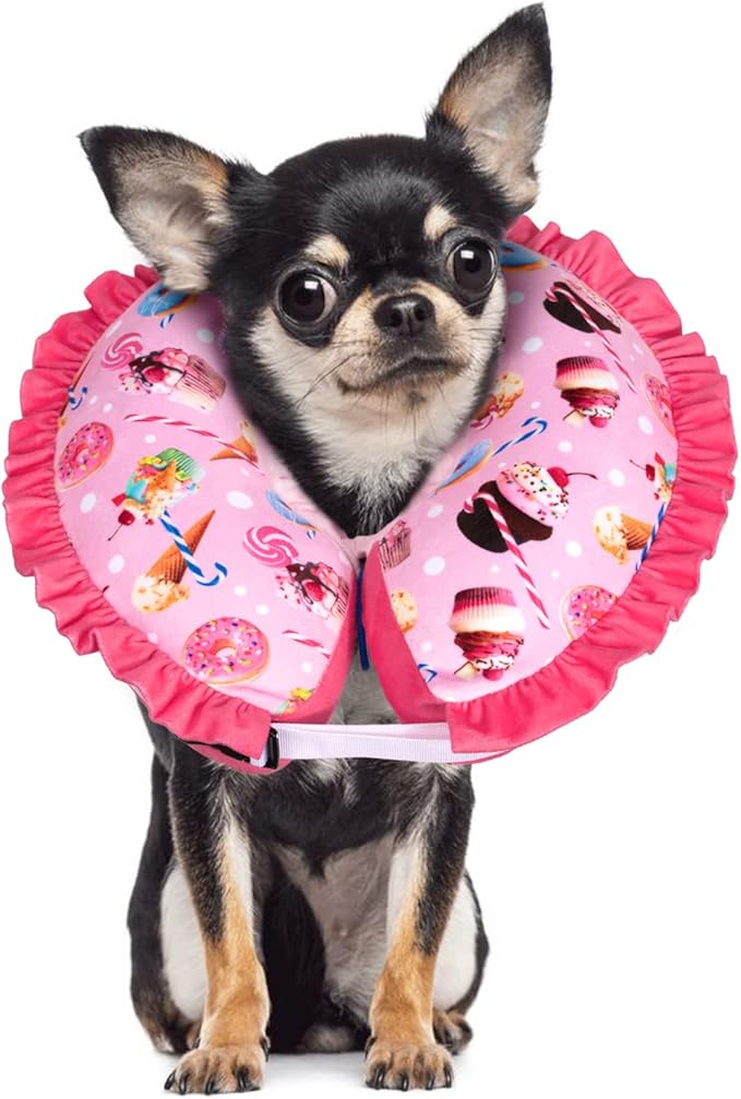 CuteBone Inflatable Dog Collar Alternative for Small/Medium Dogs After Surgery-Double Adjustable Neck Range P23SO00102M-PawvioPets