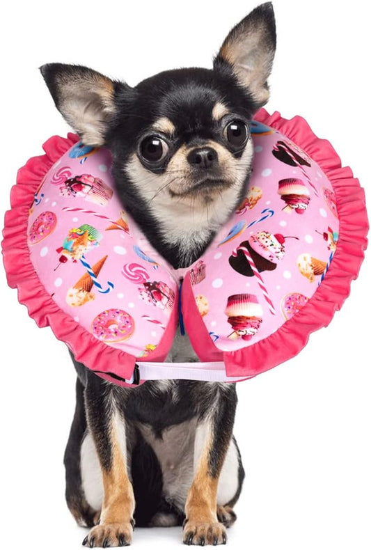 CuteBone Inflatable Dog Collar Alternative for Small/Medium Dogs After Surgery-Double Adjustable Neck Range P23SO00102M-PawvioPets