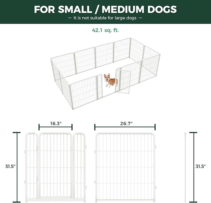 FXW Homeplus Unleashed Indoor Dog Playpen - Stress-Free and Safe Play, Heavy Duty 32 Inch 12 Wire Panels Dog Pen for Small and Medium Dogs, White│Patented-PawvioPets