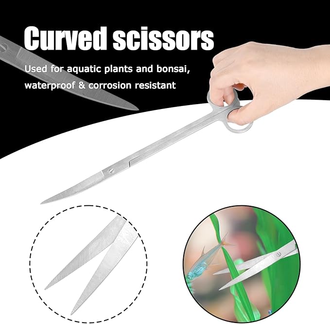 Aquarium Aquascaping Tool Stainless Steel Aquascape Tools Kit 4 in 1 Anti-Rust Fish Tank Starter Kit with Tweezers Scissors Spatula for Aquarium Plants (Silver)-PawvioPets