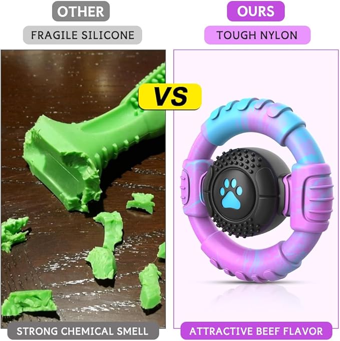 Dog Toys for Aggressive Chewers Large Medium Small Breed Indestructible Durable Tough Squeaky Dog Chew Toys to Keep Them Busy Nylon Rubber Interactive Dog Toys-PawvioPets