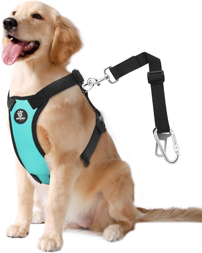 Dog Seat Belt, Safety Vest Dog Car Harness with Adjustable Buckle Dog Seat Belt for Vehicle Nylon Pet Safety Seat Belts Heavy Duty(XL, Blue)-PawvioPets
