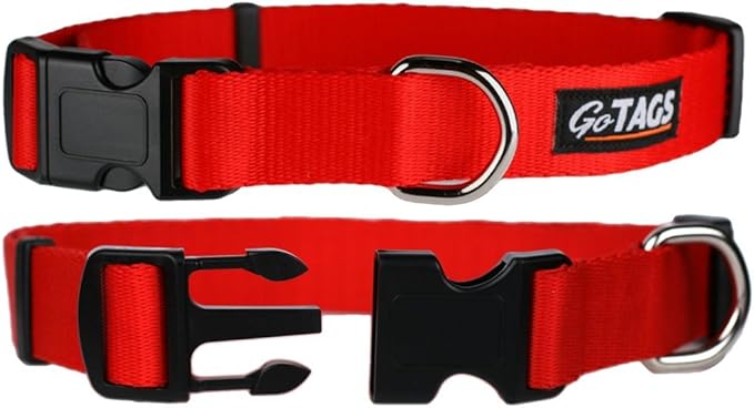 GoTags Dog Collars, Durable Solid Nylon Dog Collars in 5 Color Options and 4 Adjustable Sizes for Puppy and Dogs Extra Small, Small, Medium or Large-PawvioPets