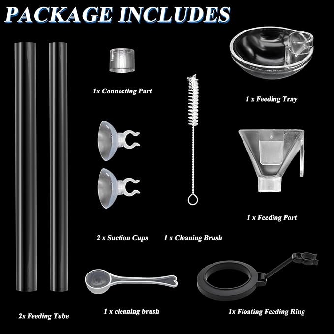 Aquarium Fish Shrimp Feeding Dish Set, Shrimp Feeding Dish Set, Transparent Shrimp Feeding Adjustable Tube with Feeding Ring, Cleaning Brush for Fish Tank and Preventing Food Scattering (Small)-PawvioPets