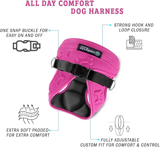 Comfort Fit Dog Harness No Pull No Escape Harness Adjustable Buckles Soft Padded Reflective Choke Step in Dog Vest with Easy Control Handle for Small Medium Large Dogs & Puppies-PawvioPets