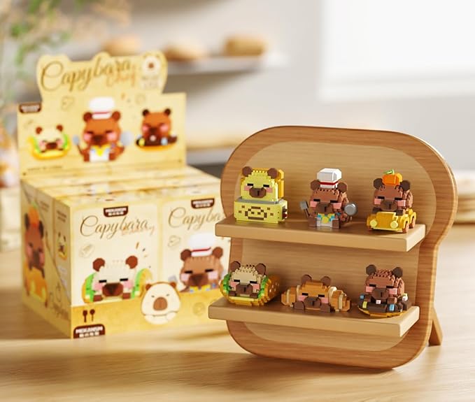 6 Set Cute Capybara Baking Bread Series Mini Building Toy Kawaii Animals Set Micro Adorable Pet Buildings Small Bricks Gifts Toys-PawvioPets