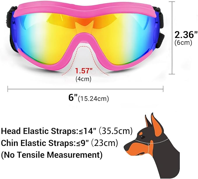 Dog Goggles Dog Sunglasses for Medium to Large Breed Anti-UV Eye Protection with Adjustable Straps- Pink-PawvioPets