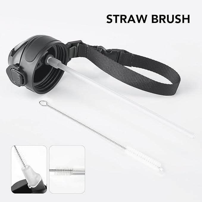 Enerbone 24 oz Insulated Water Bottle, Stainless Steel Bottle with Carrying Strap, Double-Wall Vacuum Insulation Design, Leakproof Sports Bottle with Straw, Keep Drinks Cold or Hot for Hours-PawvioPets