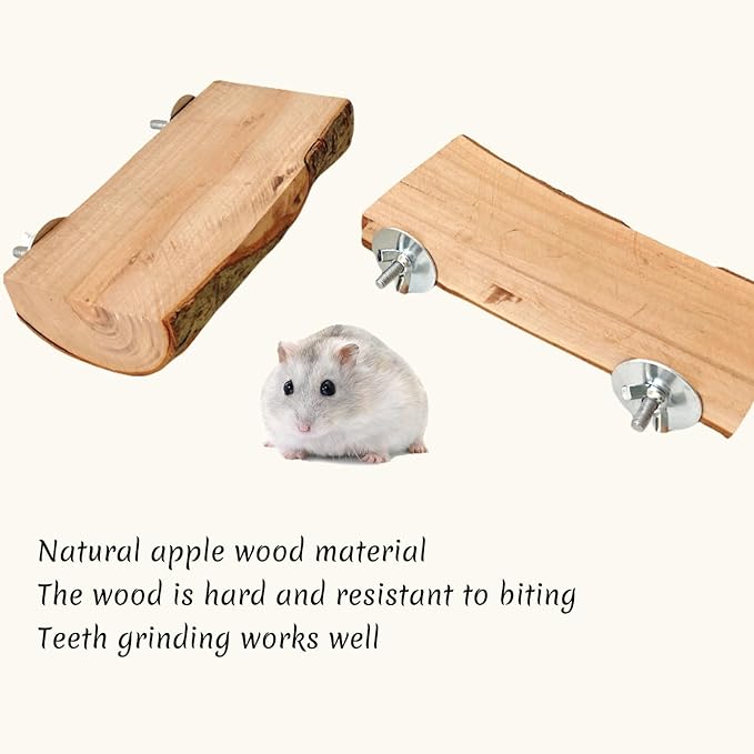 2Pcs Hamster Ledges Wooden Platform Rat Climb Platform Shelf Bird Perch Stand Toys Cage Accessories for Rat Squirrel Gerbil Suger Glider 2.6" X 5.9"-PawvioPets