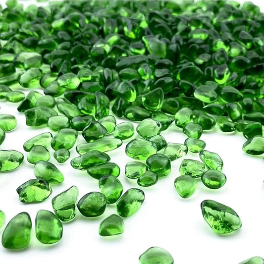 Glass Stones, 0.85LB/385g Green Aquarium Gravel Rocks, Green Pebbles for Fish Tank, Sea Glass for Vase Filler Craft-PawvioPets