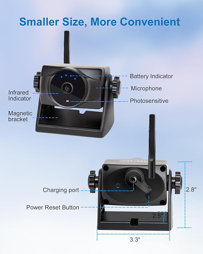 1080P Magnetic Wireless Backup Camera, 90 Days Standby Rechargeable Battery, Waterproof Rear/Front View Camera for Hitching Boat Trailer Horse Pickup RV Car for iPhone iPad Android-PawvioPets